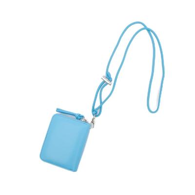 Accordion Card Wallet with Fluorescent Leather Strap