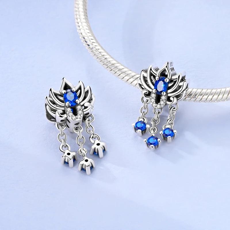 

Blue Lovely Lotus Hollowed-Out Bead Plata R Genuine Bead Fits Genuine Charm Bracelets Bead Jewellery Gift For Women