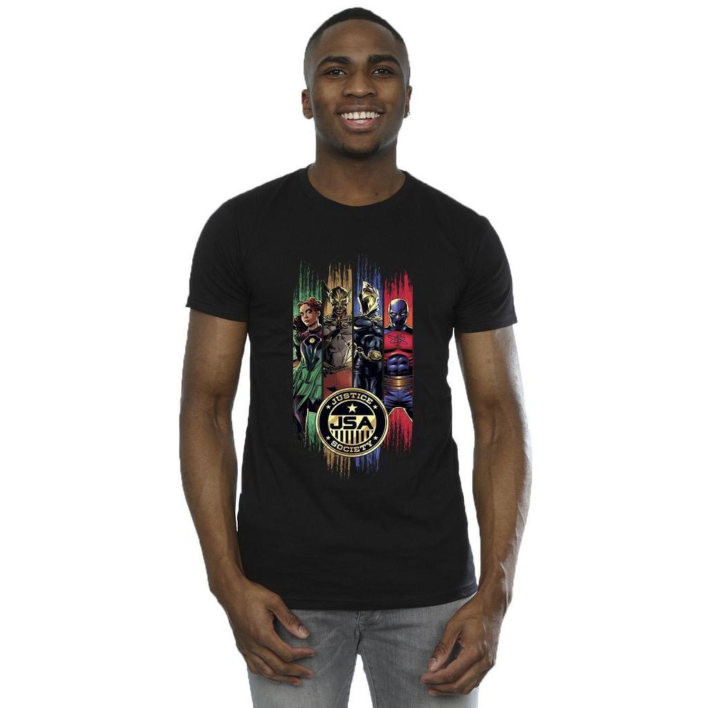 DC Comics Mens Black Adam JSA Gold Badge T-Shirt