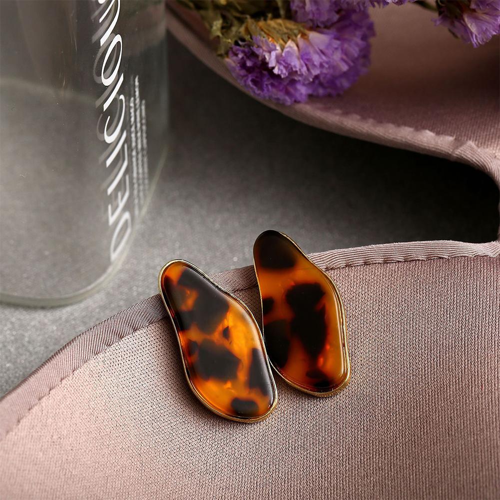 Damen Retro Punk Unregelmäßiger Stil Acryl Leopardenmuster Ohrringe