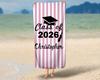 Graduation Beach Towel, Grad Gift for Him and Her, Perfect for College High School Graduation Souvenir Present