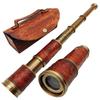 Brass pullout Telescope with Brass Pocket Marine Telescope.Spyglass Brown  polised Handheld Telescope with Leather Bag
