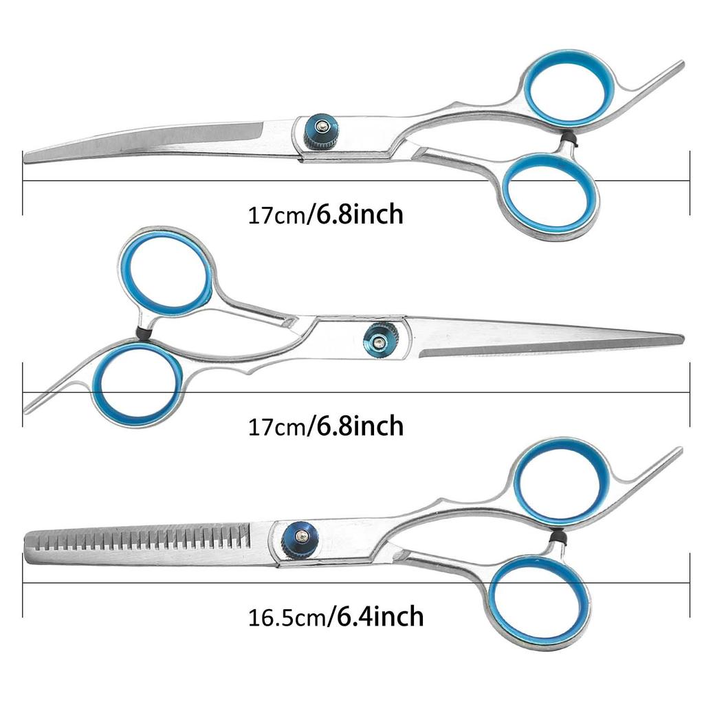 Tierhaarschere Hundeschere Trimmschere gebogene Schere Ausdünnschere Tierpflegeschere Set