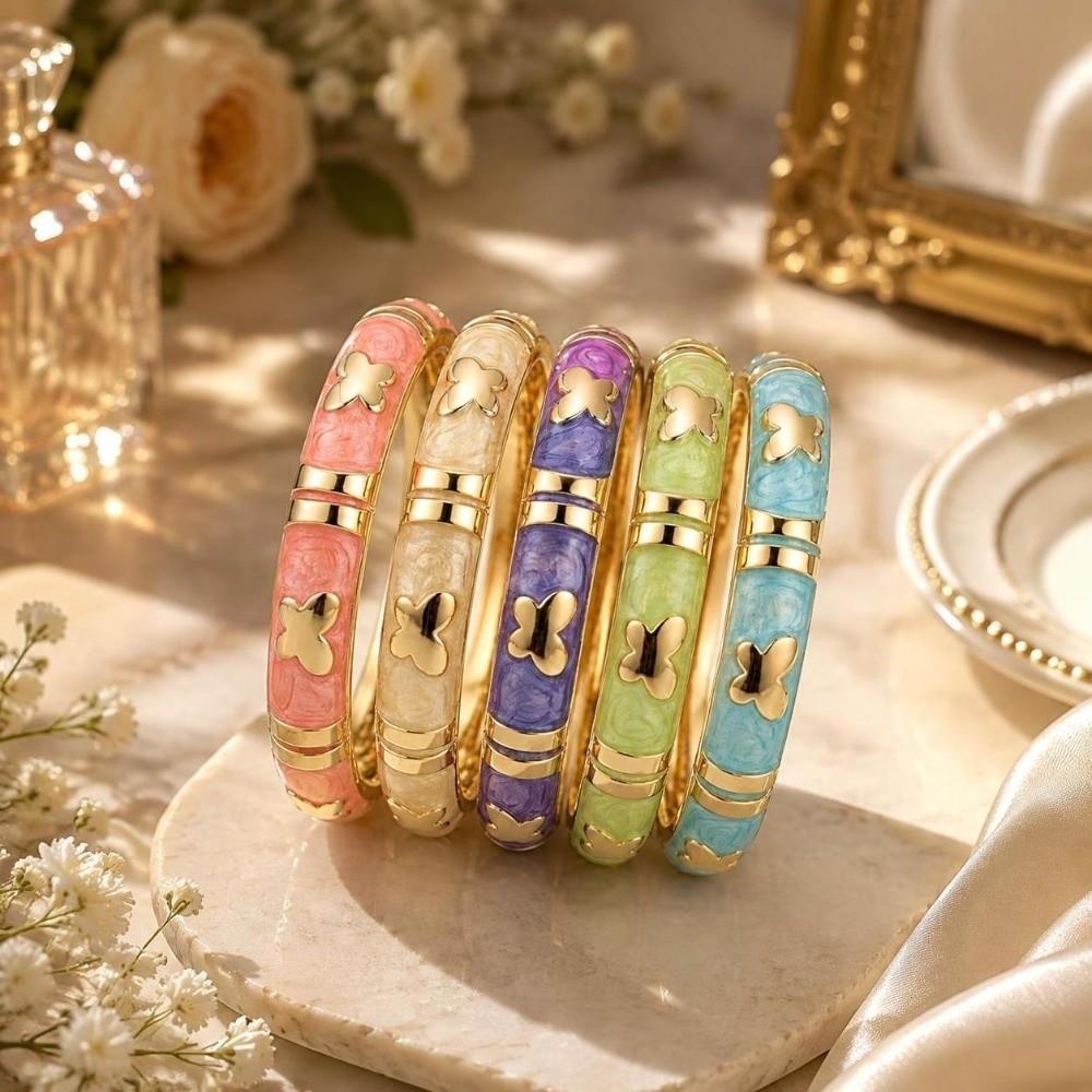 Colorful Butterfly Crystal Bracelet Enamel Girl's Hand Bracelet Children Flower Bangle Birthday