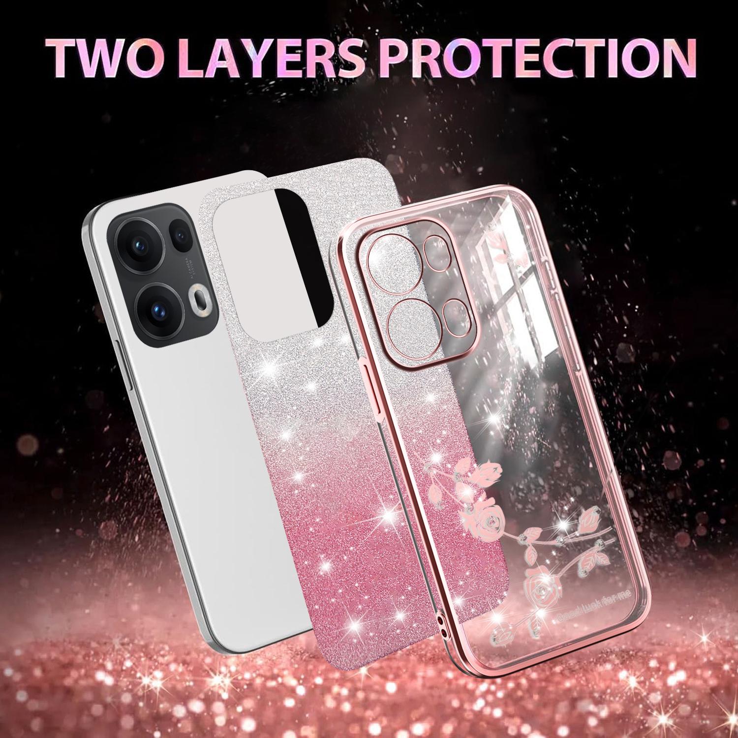 

For Oppo Reno13 Pro 5G Case Flower TPU Flexible Gradient Phone Cover Purple