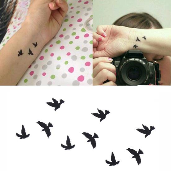 Female Fashion Birds Fly Temporary Waterproof Tattoo Sticker Body Art Decal