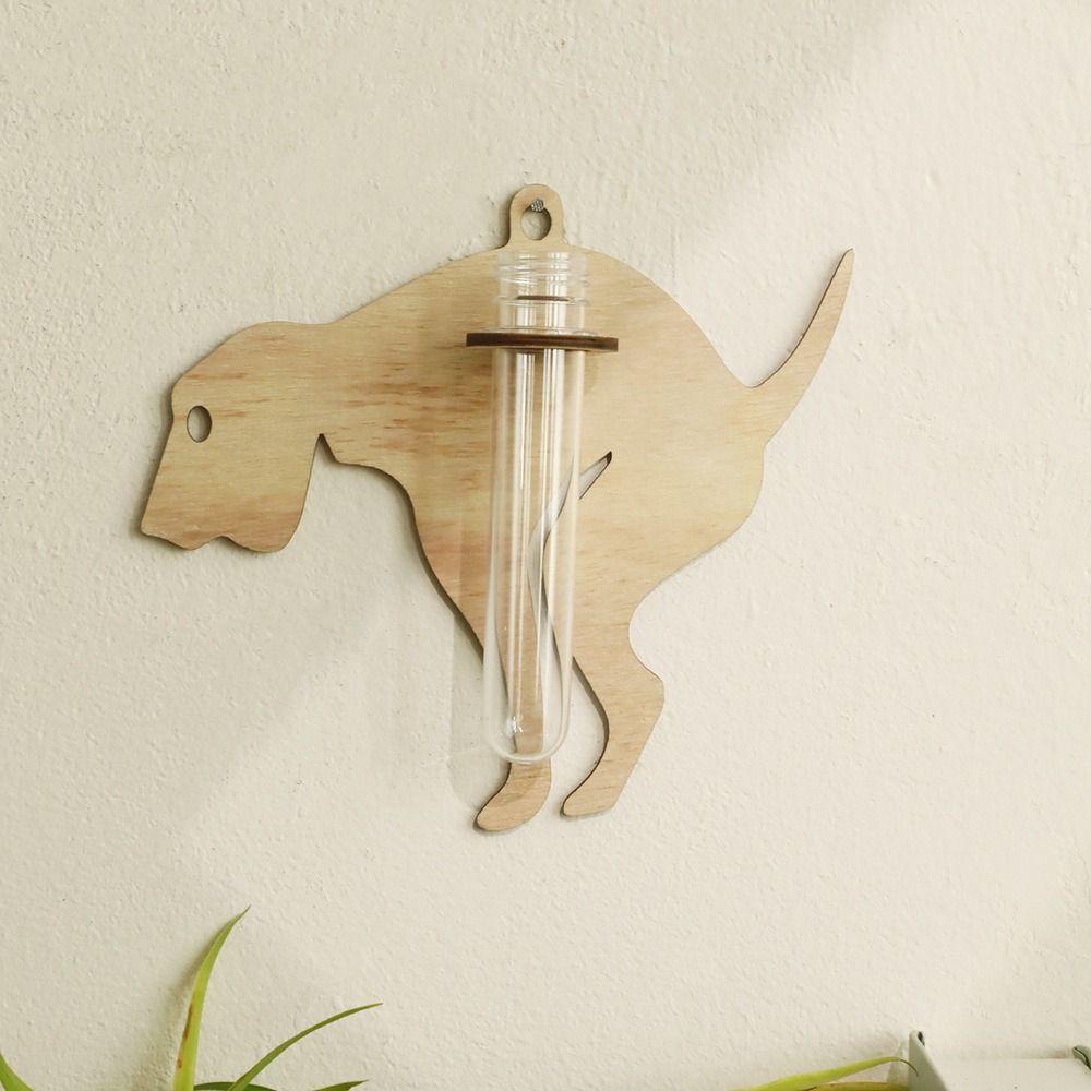 Vase Wall Mounted Planter Wooden Flower Pot Water Plant Tube Stand Planter Holder Living Room