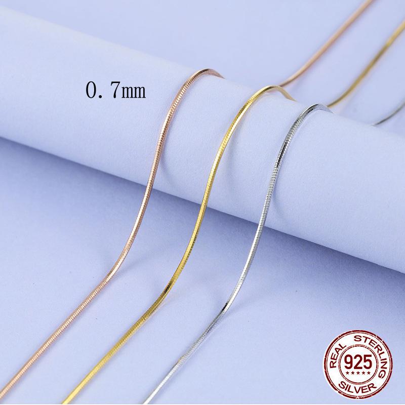 1pcs Genuine 925 Silver Singapore Box Snake Chain Necklace for Woman 40+5/40/45cm Basic Chain fit Pendant DIY Jewelry