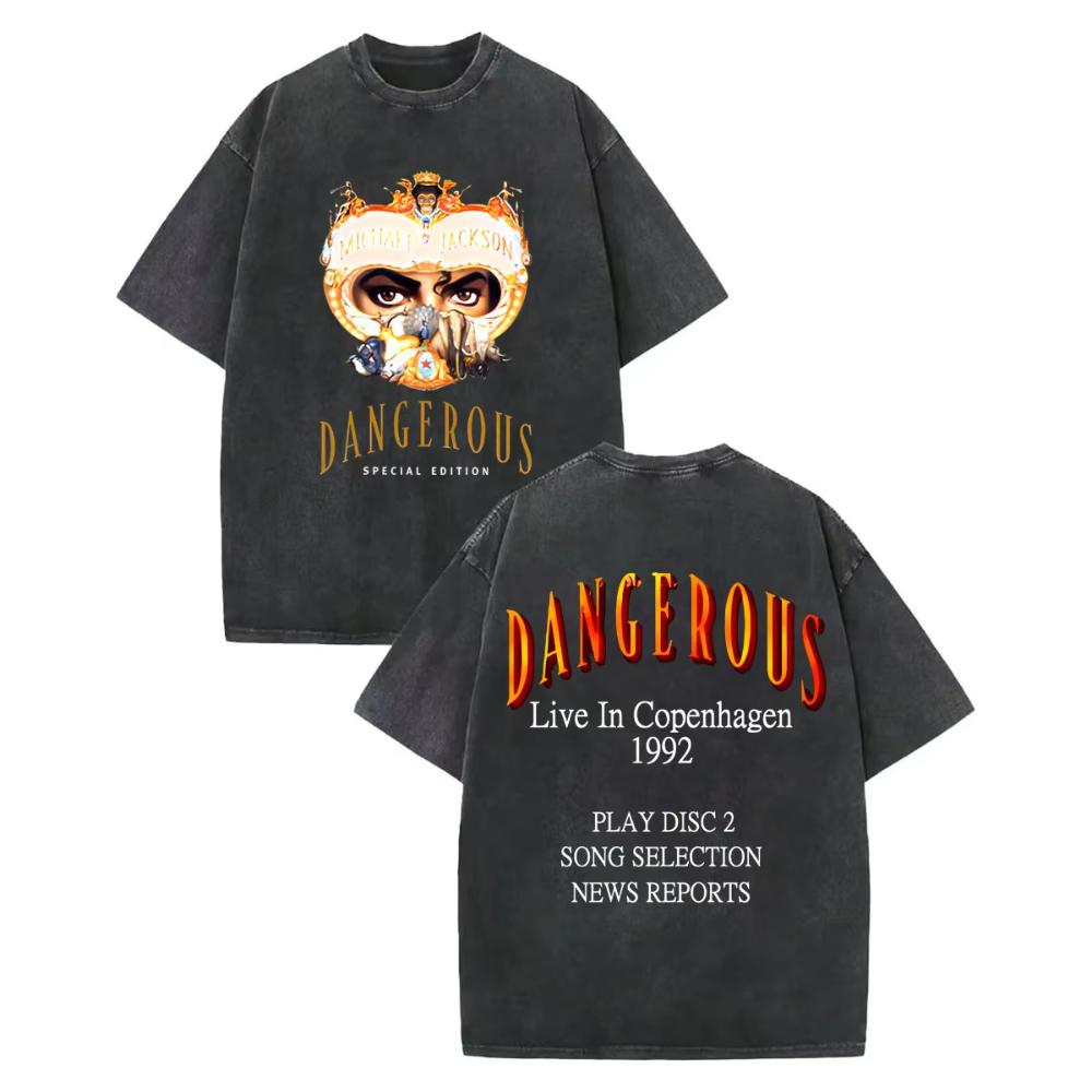 Rock Singer Michael Jackson Graphic T Shirts Mens Women High Quality Vintage Washed Tshirt Summer Casual Loose Cotton Tshirts