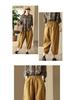 Pantaloni a Nove Punti Retro a Gamba Larga in Cotone e Lino con Vita Elasticizzata per Taglie Forti