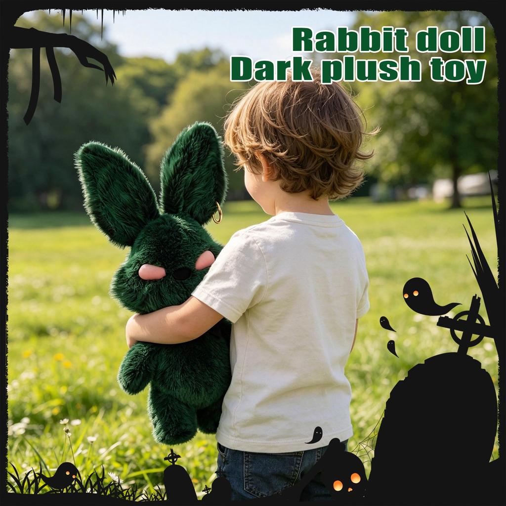 Plush Bunny Doll Soft Stuffed Animal Toy Halloween Themed Collectible Plushie with Detailed Features and Textured Fur for Display or Gift
