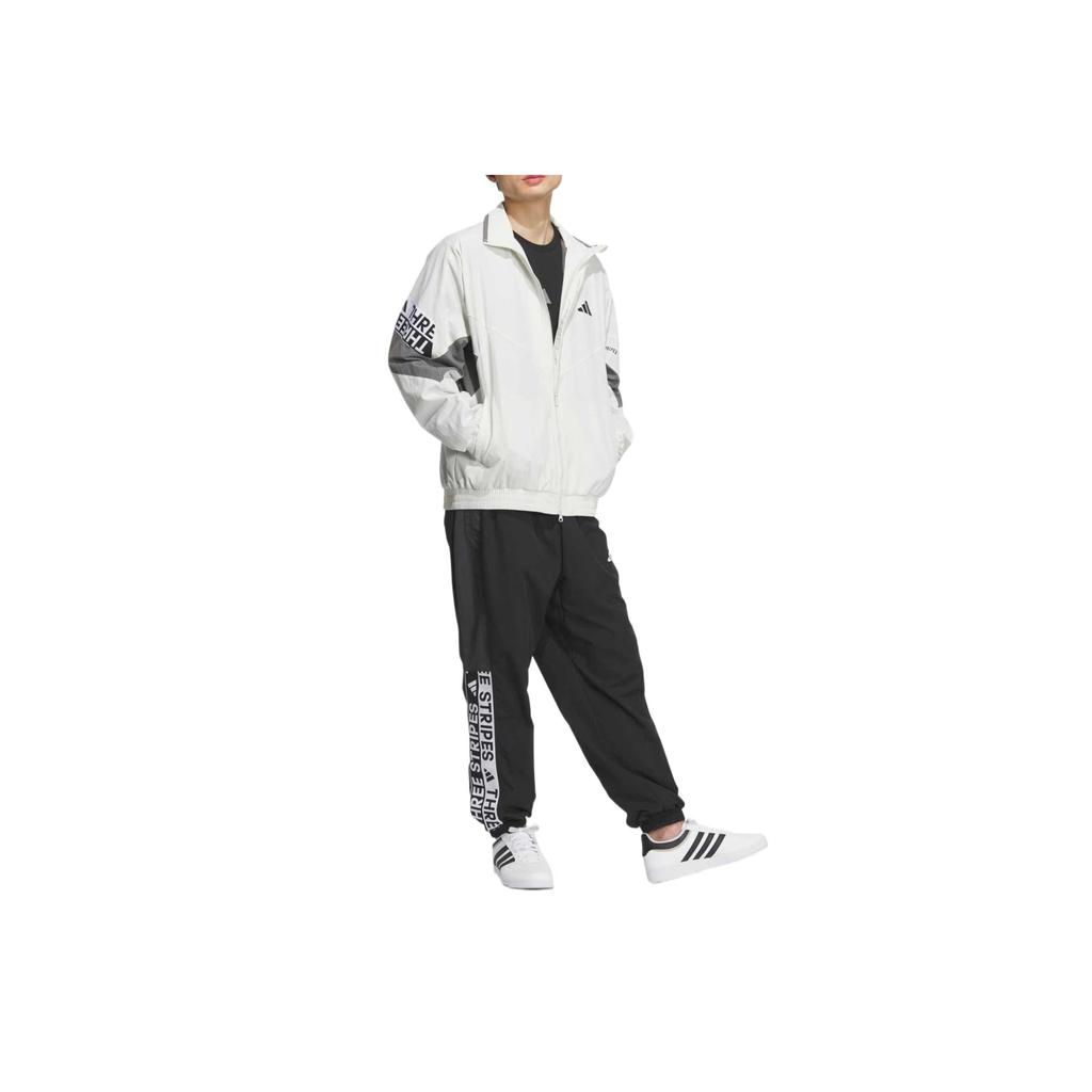 adidas Men's Woven Windproof Full Zip Stand Collar Jacket Black KA1264