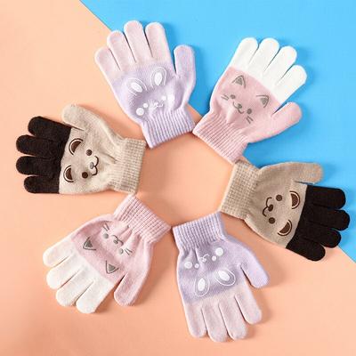 Winterhandschuhe für Babys, Jungen und Mädchen, niedlicher Cartoon-Bär, Hase, Katze, gestrickter warmer Handschuh für Kinder, Outdoor-Baby-Winterartikel für 3–6 Jahre