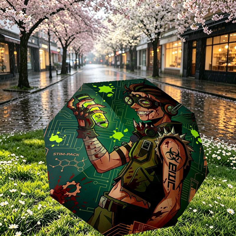 Custom Name Personalized Apex Legends Print Umbrella, Auto Open Close, 8‑Rib Sturdy Frame, Commute Camping Hiking Use, Birthday Gift