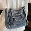 2025 Summer Ins Korean Version Canvas Bag Popular Denim Shoulder Messenger Bag Japanese Casual Handbag Women