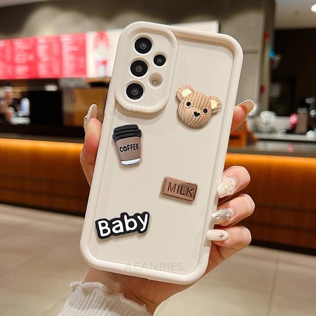 

Силіконовий чохол Note13 Cute 3D Bear Coffee Cartoon для Xiaomi Redmi Note 13 Pro Plus 5g 13pro 4g 12 12pro Soft Matte Cover 13c Redmi 12c білий