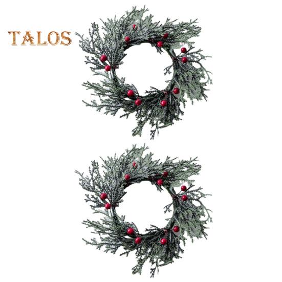 

2 шт. рождественские свечи-кольца, искусственные сосновые иголки, красные ягоды, гирлянда, реалистичный венок из сосновых веток, свечи для праздничного стола, центральное украшение E