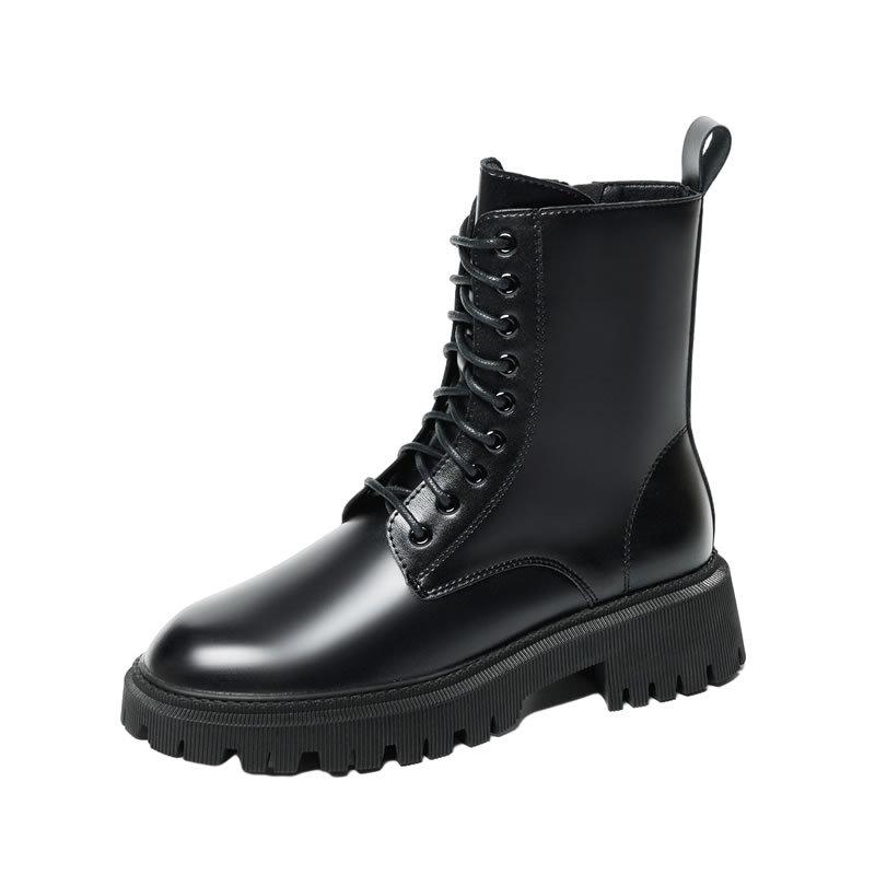 Martin boots women's winter new inner height increase small velvet short boots thick-soled British style spring and autumn single boots