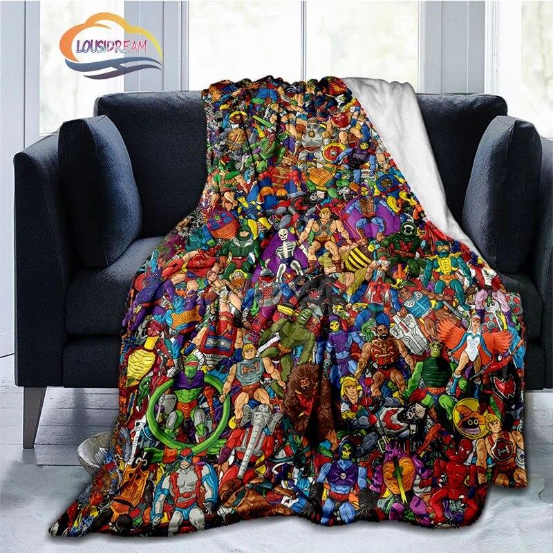 Cartoon Masters of The Universe Fashion Cashmere Blanket 3D Printed He-Man Flanela Pluszowa Miękka Wygodna Domowa