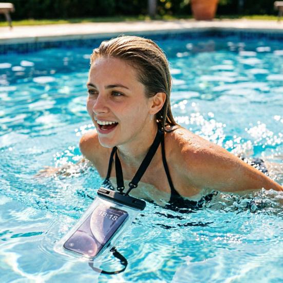 Waterproof Cell Phone Pouch Underwater Cell Phone Dry Bag Case Lanyard Beach Swimming Kayaking Boating Clear Phone Holder Protector