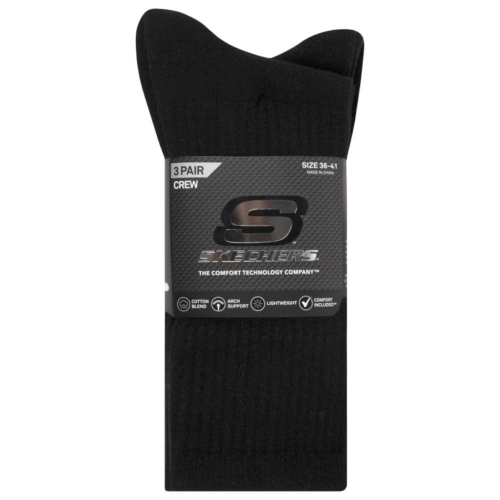 Skechers 3pk Unisex Non Terry Crew, Unisex black Socks