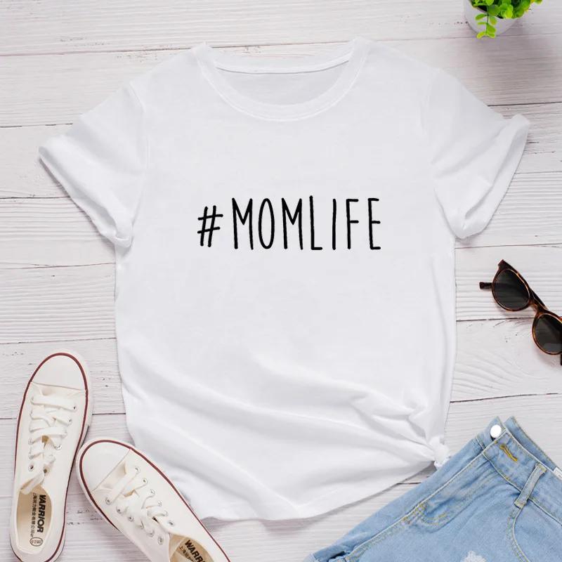 #momlife Letter Print Women T Shirt Short Sleeve O Neck Loose Women Tshirt Ladies Tee Shirt Tops Clothes Camisetas Mujer