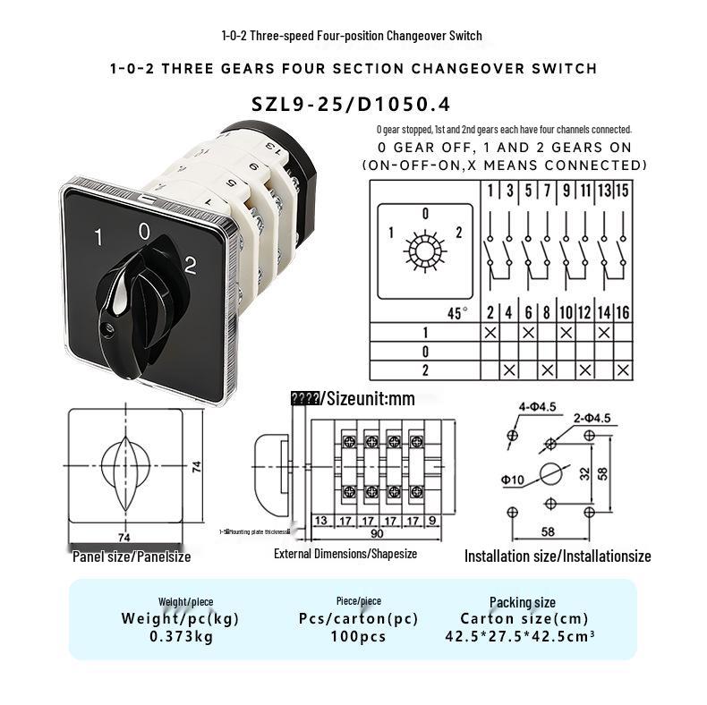 Zhuochao SZL9-25/D1050.4 Universal Changeover Wheeled Switch (Equivalent To LW31 GLE9 EP)