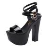 Fashion 14cm Small Size 32-43 Sexy Bandage Block High Heels Shoes Summer 2025 Chunky Platform Sandals for Model Wedding Party Dress