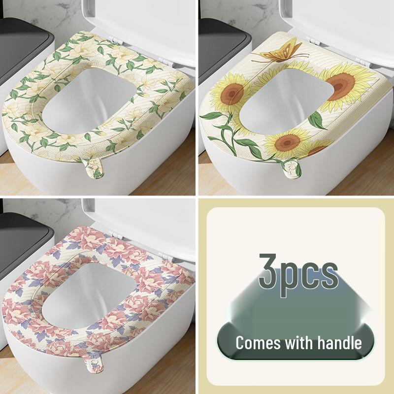 

Клейкие одноразовые накладки на сиденье унитаза Pulian - 3 шт., цветочный дизайн