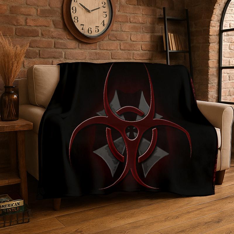 3D R-Resident Evil Leon Game Cartoon Flannel Blanket Soft Warm Throw Blanket for Bedroom Living Room Bed Travel Camping Picnic 75x90cm