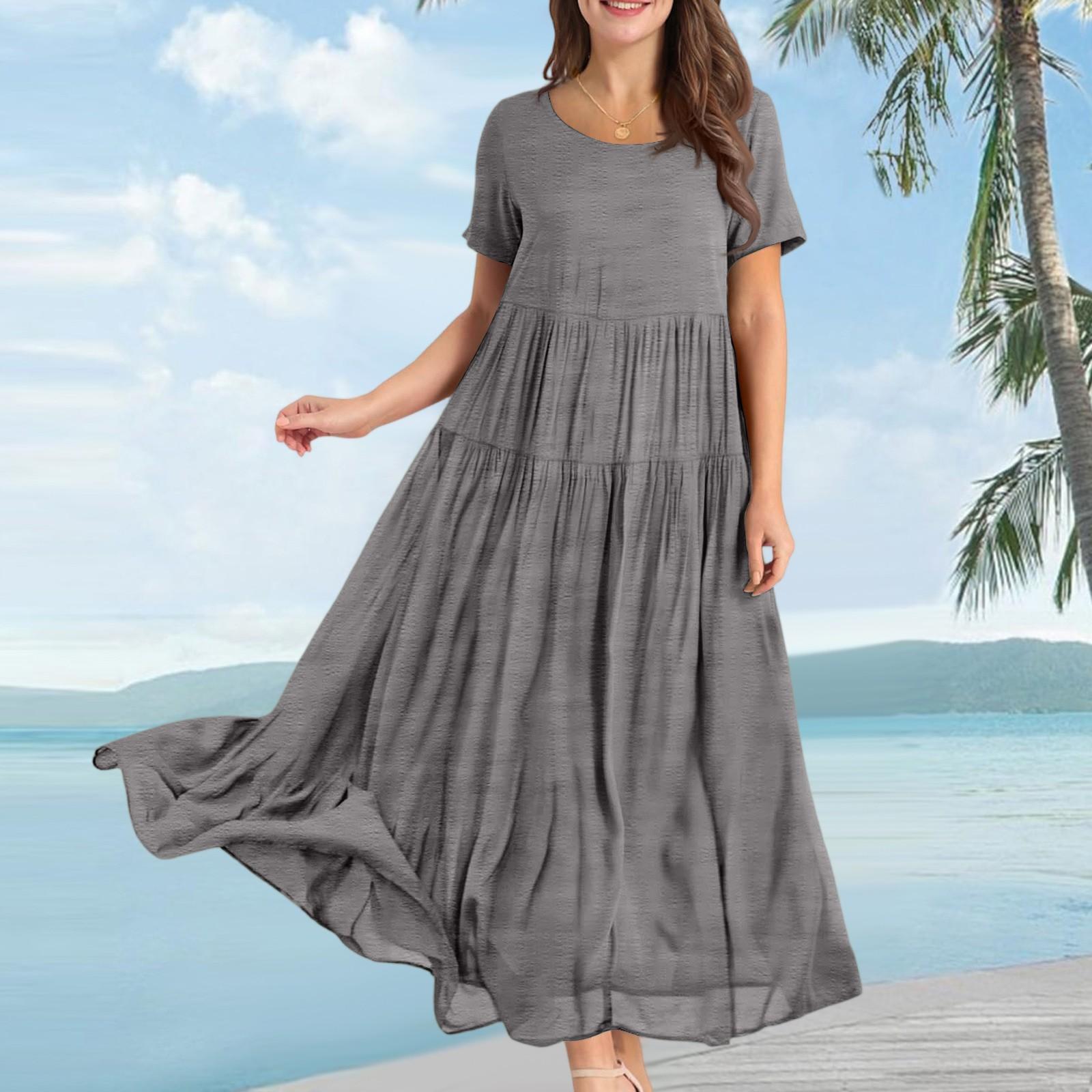 

Женское летнее платье, повседневные свободные длинные пляжные платья для отдыха XXL