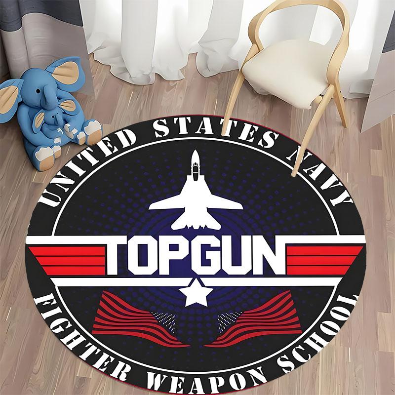 "Top Gun Fighter Jet Themed Round Rug for Offices" round carpet for home sofa bedroom, gift