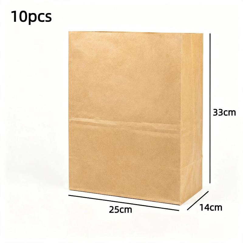 10 Pack Kraft Paper Bags Sturdy Square Bottom Multiple Sizes Reusable Recyclable for Grocery Retail Packaging