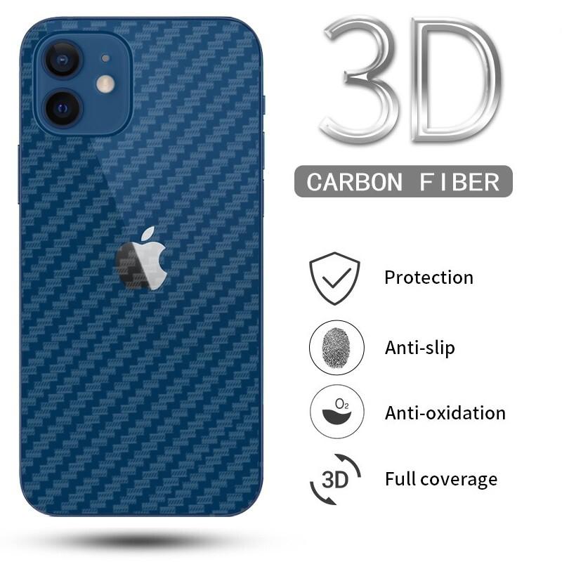

5Pcs захисна плівка для заднього екрану з вуглецевого волокна для iPhone 11 12 13 mini 14 15 16 Pro Max X XR XS XS Max SE 2020 6 6s 7 8 Plus iPhone 17