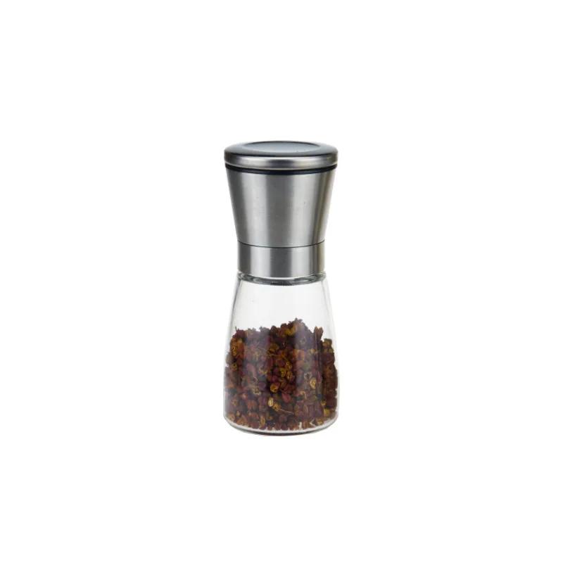 2-in-1 Pepper Grinder Cooking Seasoning Grinding Storage Bottle Stainless Steel Grinding Bottle 2-Layer Adjustable Compartment