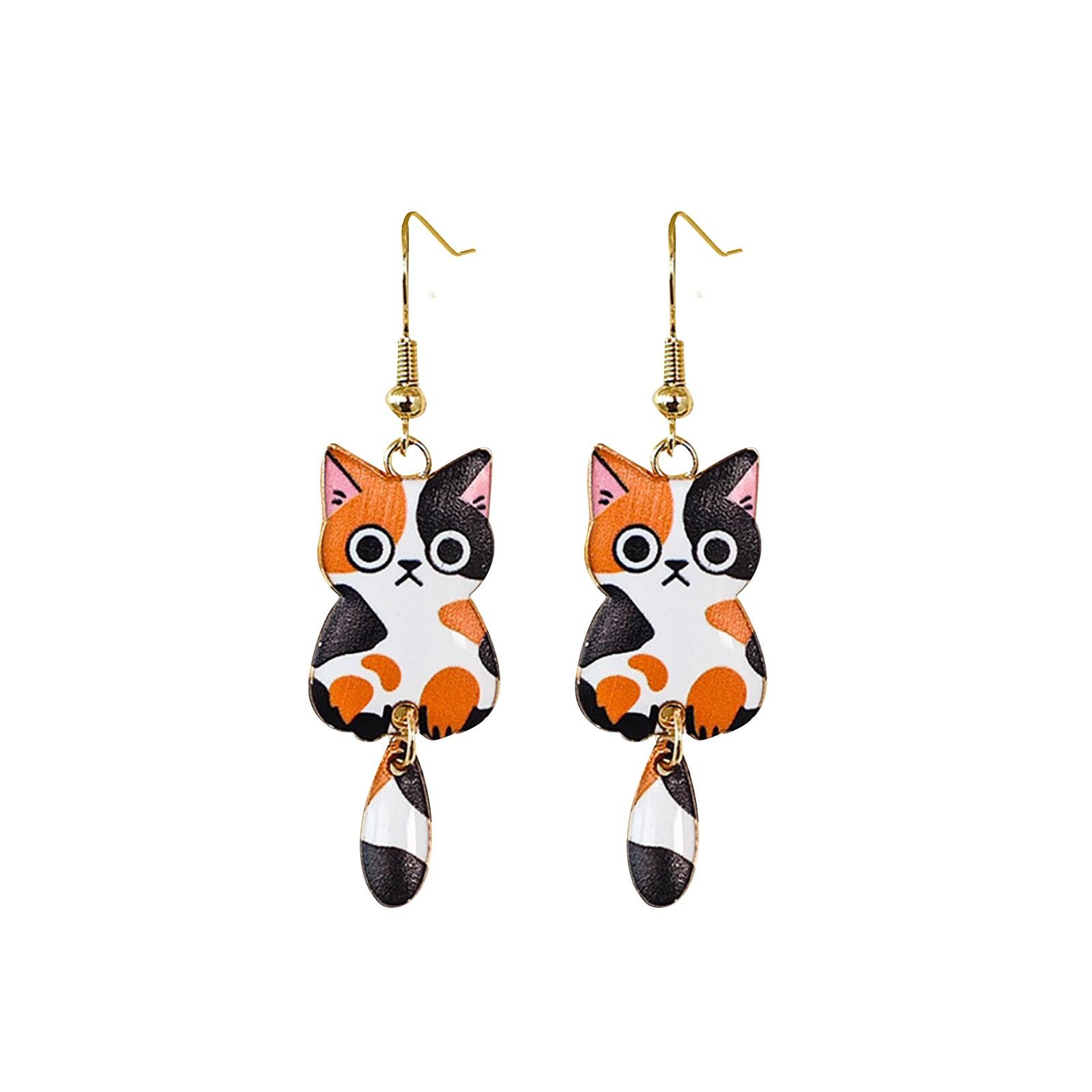 

Versatile And Fun Cute Cat Earrings Creative And Personalized Cute Oil Drop Animal Earrings One Size