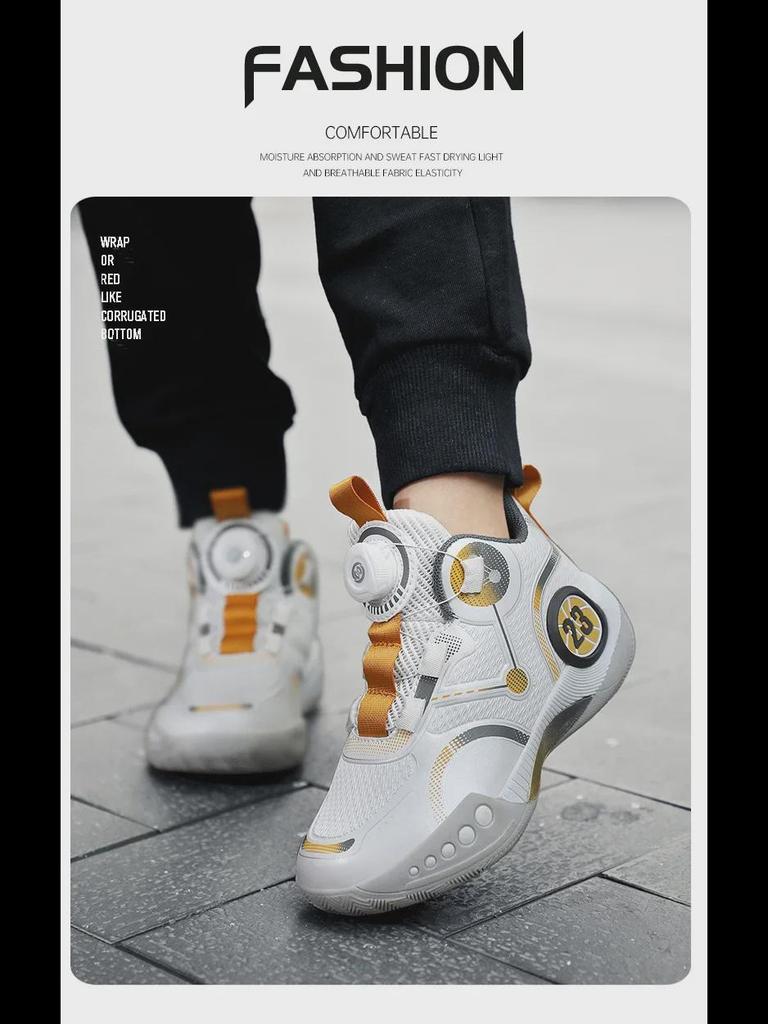 Pantofi de baschet de vară respirabili pentru bărbați cu buton rotativ pentru tineri și studenți