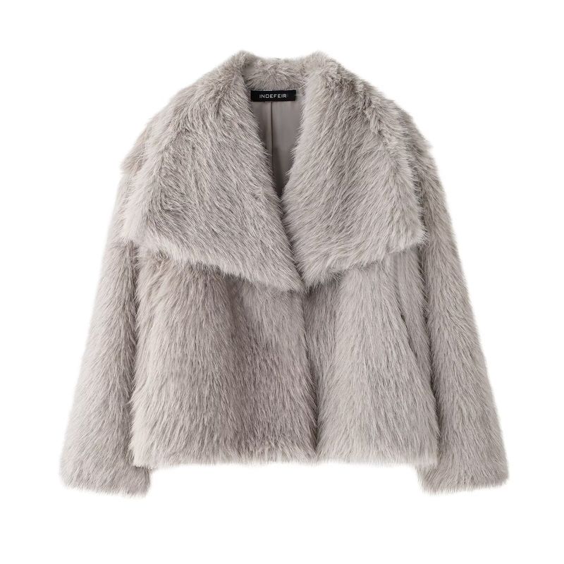 

Kaslead New Arrival Women s Clothing Fashion Style Artificial Fur Gray M