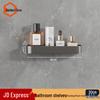 Jingula Gunmetal Gray Punch-Free Bathroom Shelf & Towel Rack