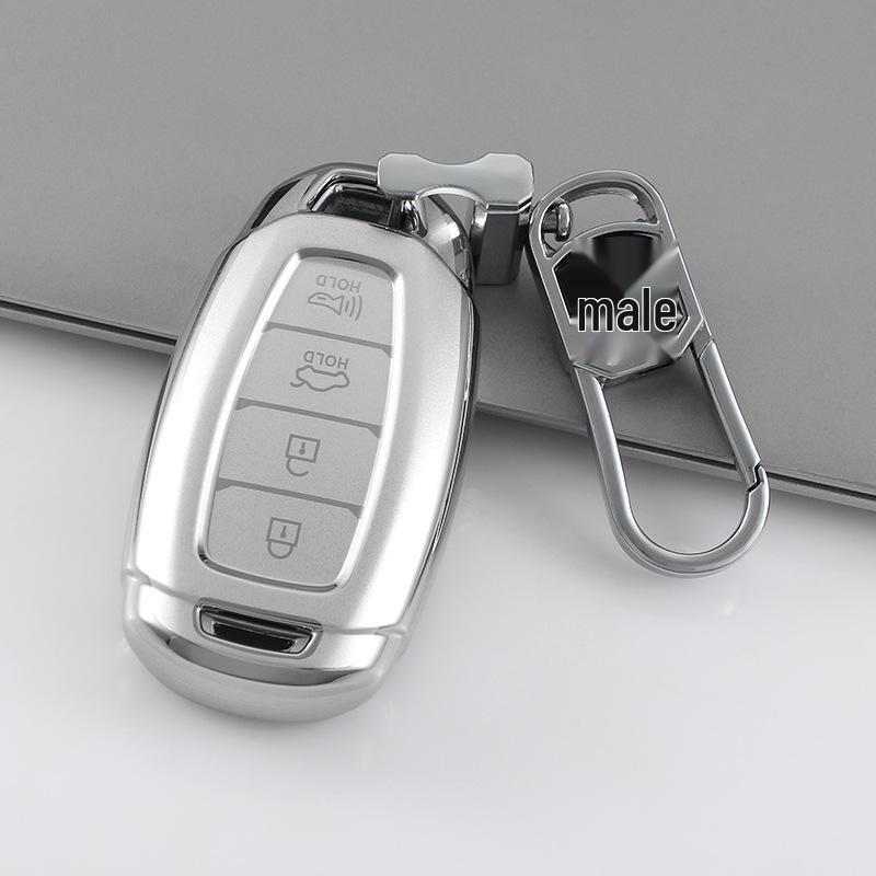Hyundai Tucson L Quicksand Silver 4-Button Key Case - Korean Car Interior Protective Shell