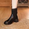 Soft Leather Martin Boots Women's 2025 Autumn and Winter New Fashion Versatile One-pedal Elastic Socks Sub-tube Short Boots