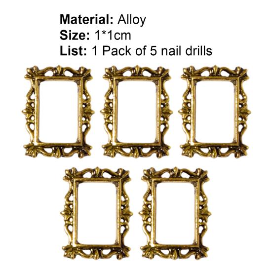 Yousheng 5Pcs/Pack Nail Decor Vintage Hollow-carved Design Alloy 3D Nail Manicure Craft Ornaments for Nail Design