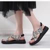2026 Summer Women's Floral Embroidered Platform Sandals Holiday Shoes Comfort Retro Chunky Sandals 3cm Casual Daily Green White