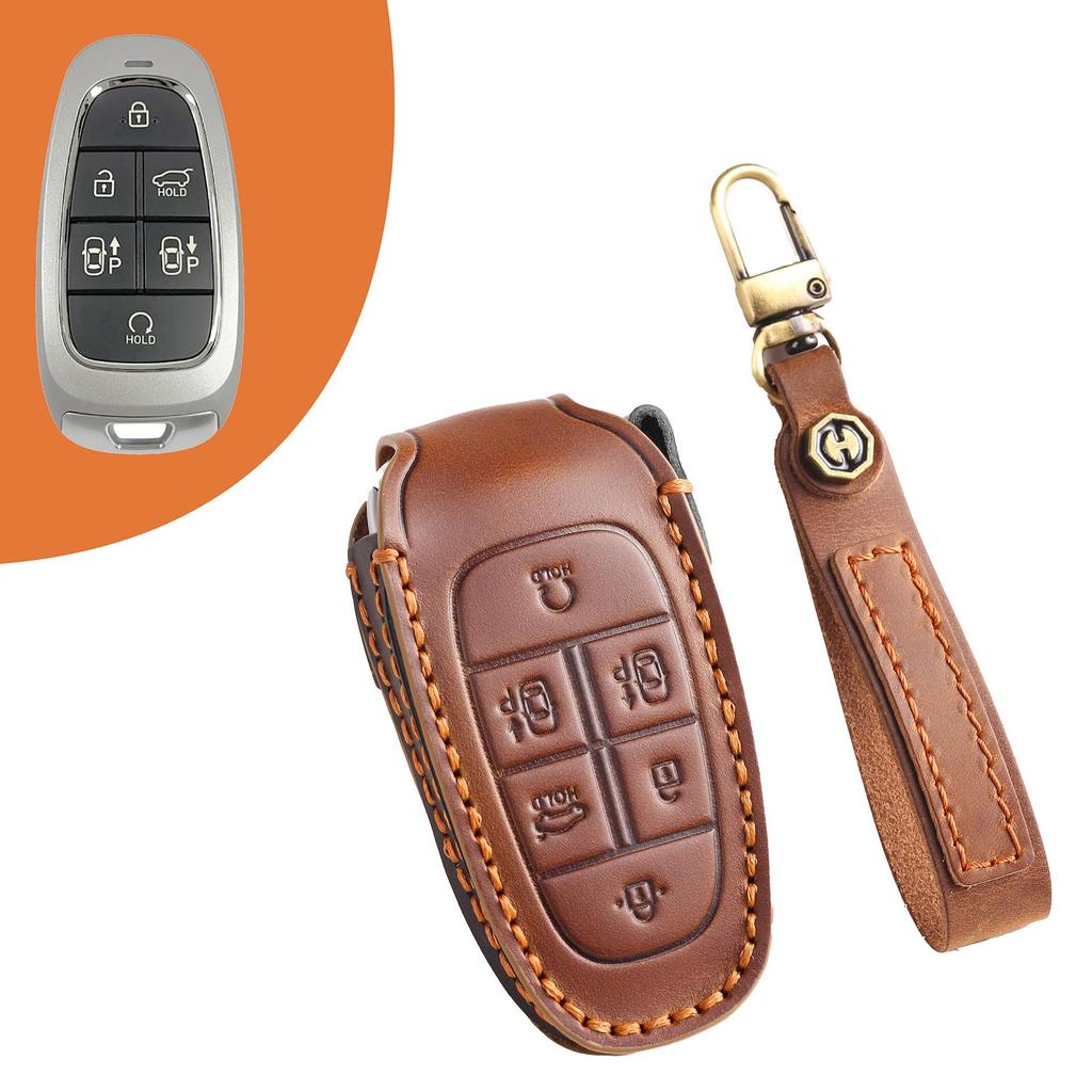 Suitable for New Style Hyundai IX35/IX45 Handmade Cowhide High-End Car Key Cases keychain