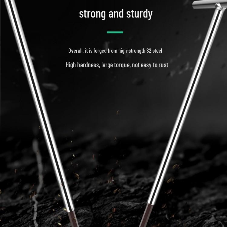 T-Type Extended Hex Wrench Set: Super Hard Steel Beveled Hex Tool, Sizes 3, 4, 5, 6