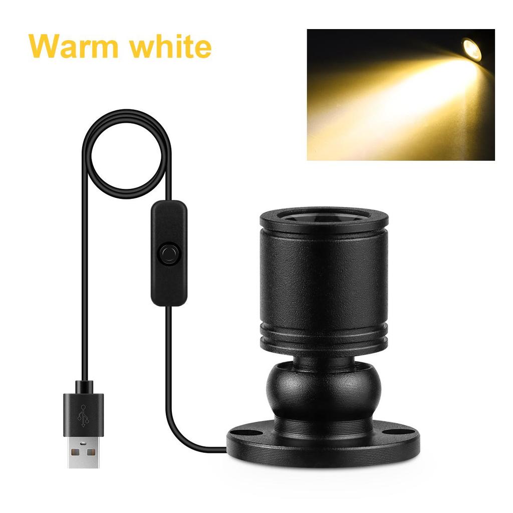 LED Light Bulbs USB Cable Operated Mini Size Spotlight 1W LED Lamp for Showcase Cabinet Closet Backgound Decoration