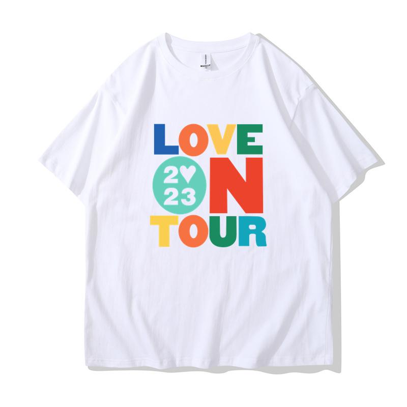 Korean Style Men's and Women's T Shirt Casual Sports T-shirts Love On Tour Concert Printed Couple Cotton Short-sleeved Tops