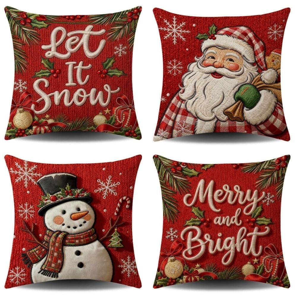 Soft Fabric Christmas Pillow Cover Square Sofa Pillow Case New Holiday Throw Cushion Home Decor