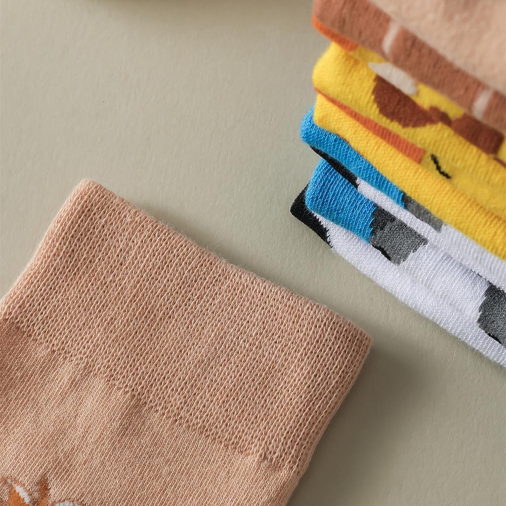 3 Pairs Women's Socks Koala Giraffe Cow Animal Pattern Cartoon Cute Socks Street Comfort Breathable Female Crew Socks Lot