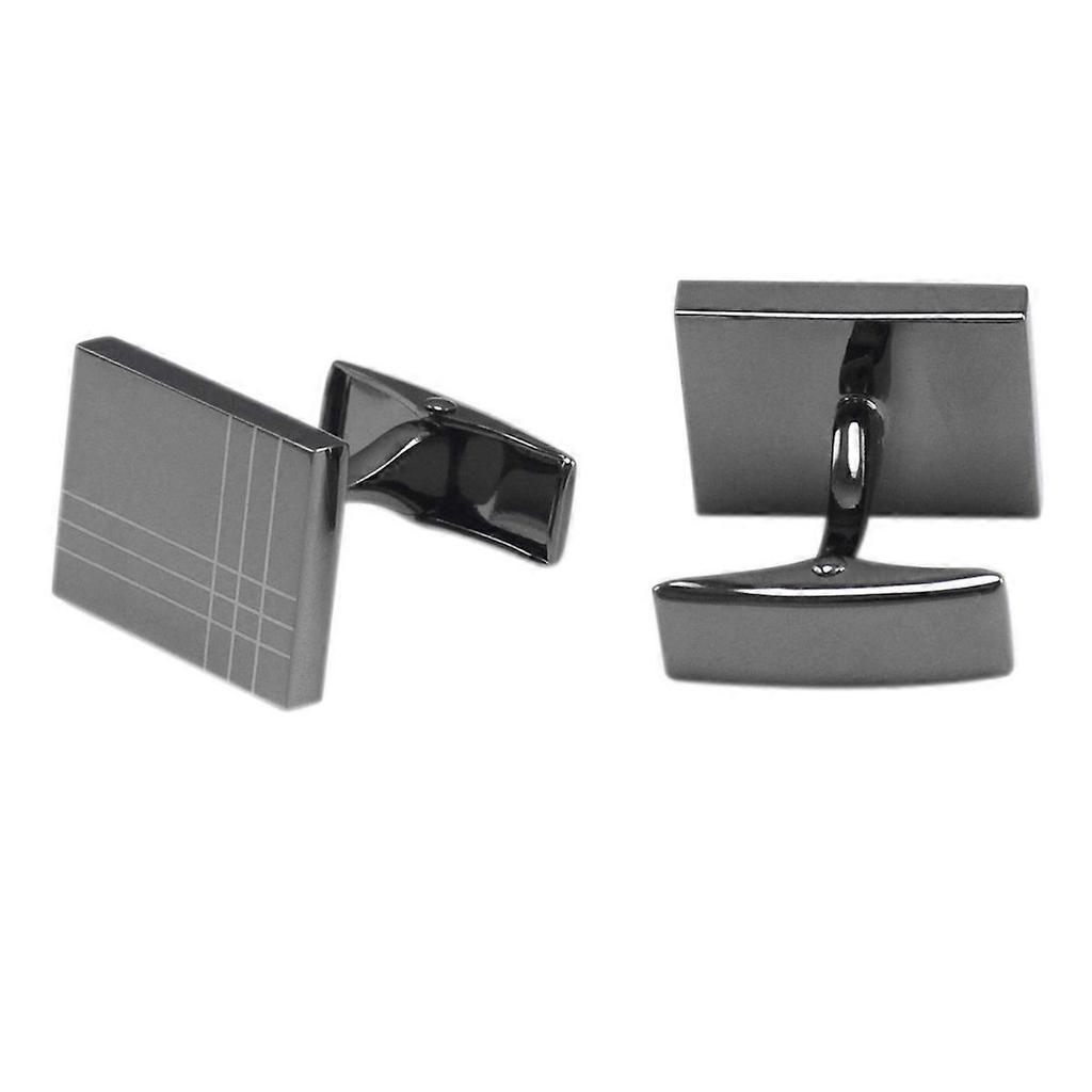 1 Pair Laser Strip Cufflinks Man's Shirt Studs for Business Wedding Party Gun Colored Squared Shape